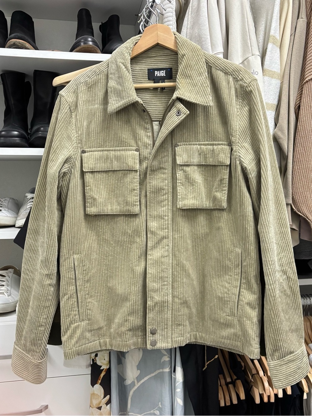 PAIGE Men's Green Corduroy Jacket